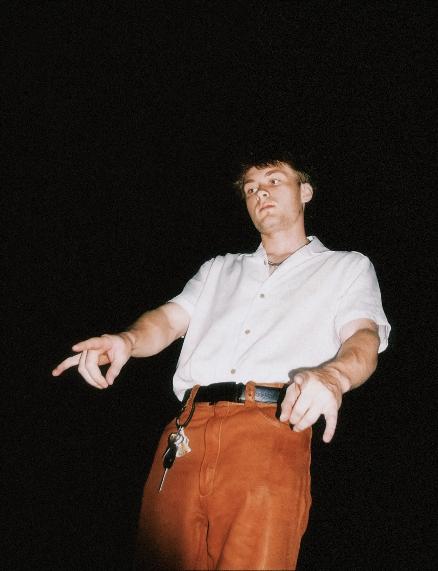 Cameron pointing at the camera